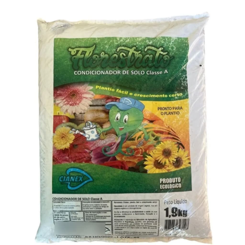 Terra  Vegetal Florestato Cianex 1,9kg e 4,9  Substrato Pronto Para Plantio  Terra Adubada para Plantas, Flores e Hortas