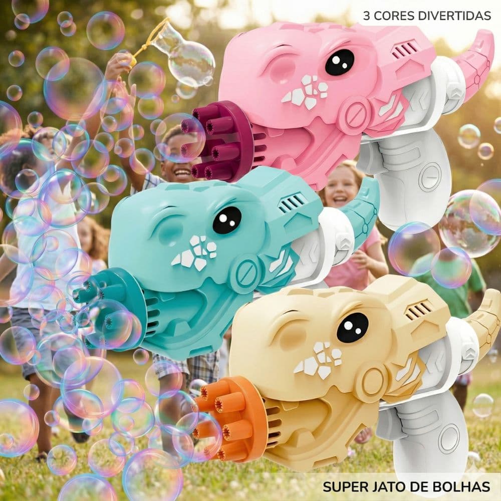 Brinquedo Lança Bolhas Sabão Colorida Dinossauro Menino Menina (ENVIO IMEDIATO)