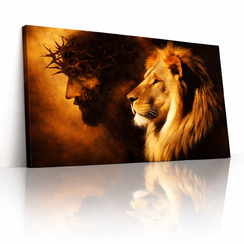 Placa Decorativa Jesus e Leão de Judá Quadro Religioso Gospel Evangélico Sala Decorativo Moderno Grande Premium
