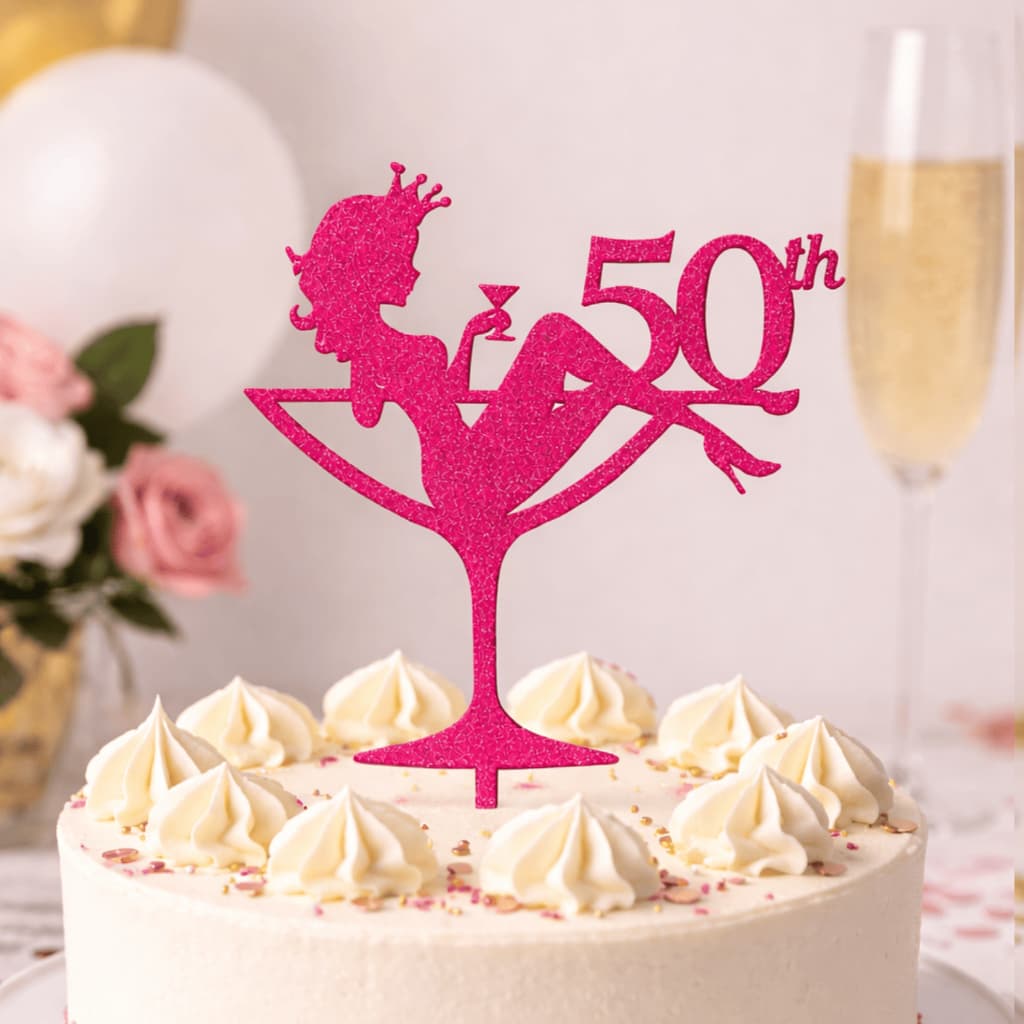 Topo de Bolo 50 Anos Luxo Topper Decorativo Sapato Festa Aniversário Bodas de Ouro