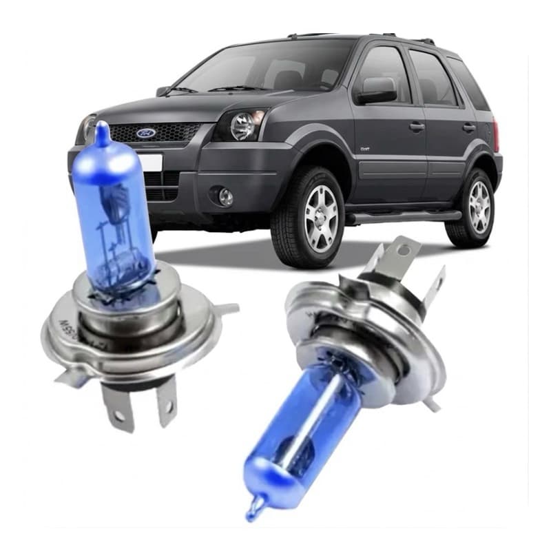 Par Lampada Farol H4 Super Branca T. efeito Xenon Ecosport 03/12