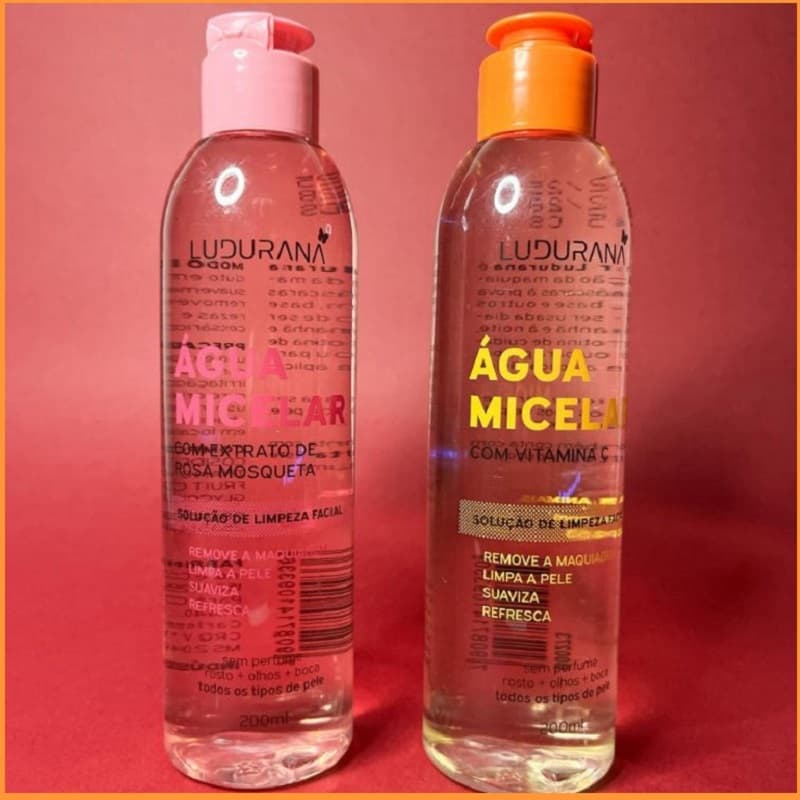 Água Micelar 200ml Rosa Mosqueta e Vitamina C - Limpeza Facial Sem Perfume - Ludurana