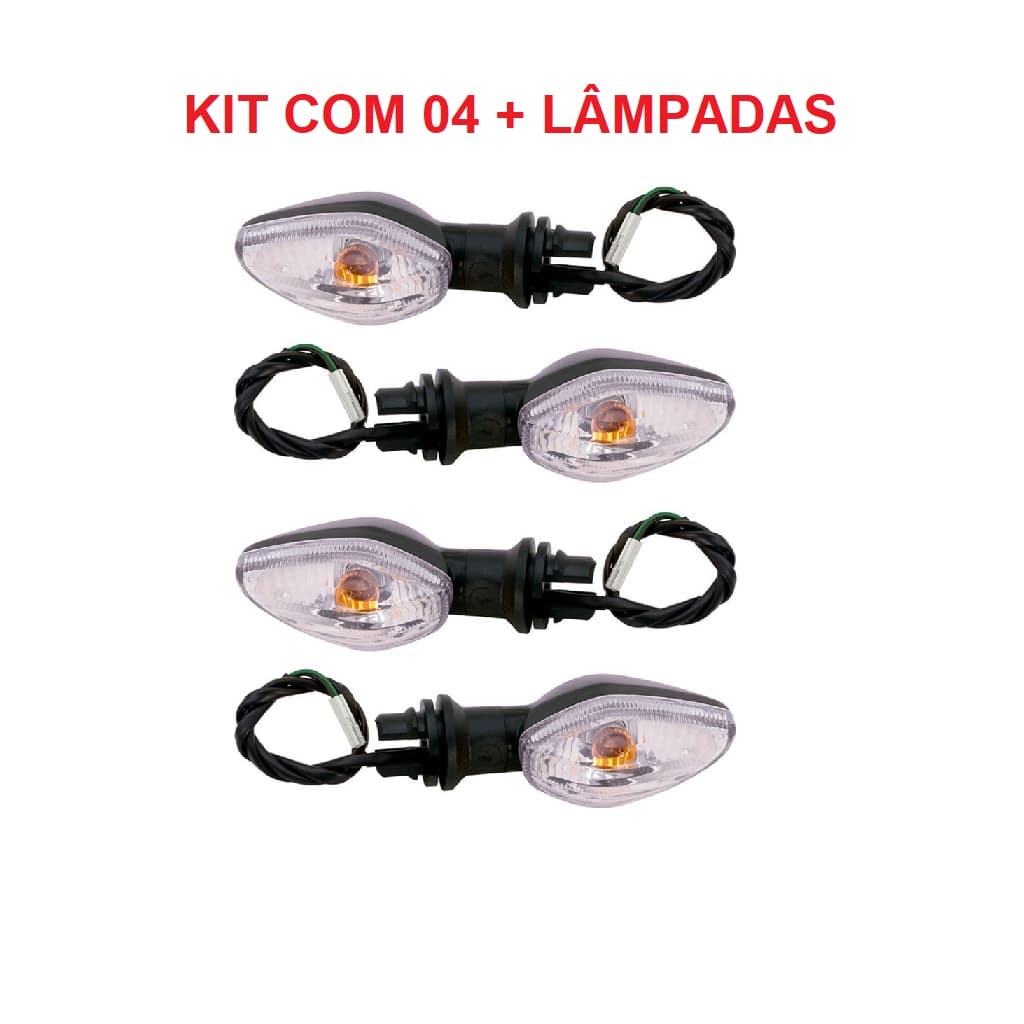 Kit 4 Pisca Seta de Moto CG Titan 125/150/160 Fan/Start 2014 em Diante Cristal