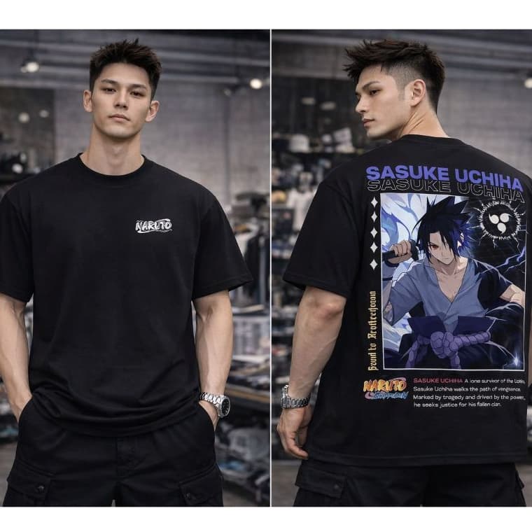 Camiseta Sasuke Uchiha Naruto 100% Algodão – Modelo Oversized Street lançamento novo