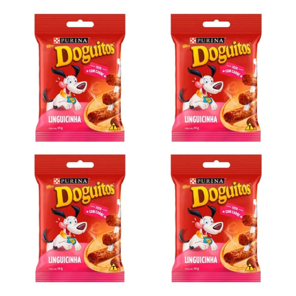 Kit 4 Petiscos Doguitos Linguicinha de Carne 45g Purina Cães