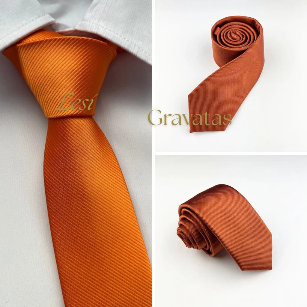 Gravata Laranja Terracota Slim Padrinhos Congressos Casamento