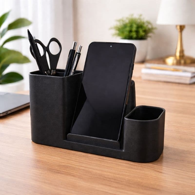 Porta Canetas com Suporte para Celular Organizador de Mesa Escritório Minimalista