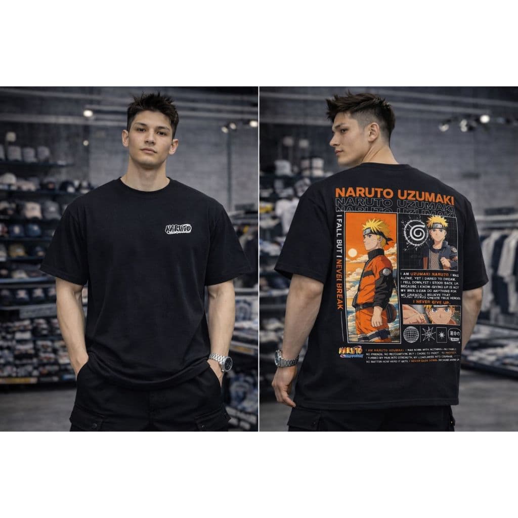 Camiseta Naruto Uzumaki 100% Algodão – Anime Estampa Frente e Costas perfeito para o dia dia