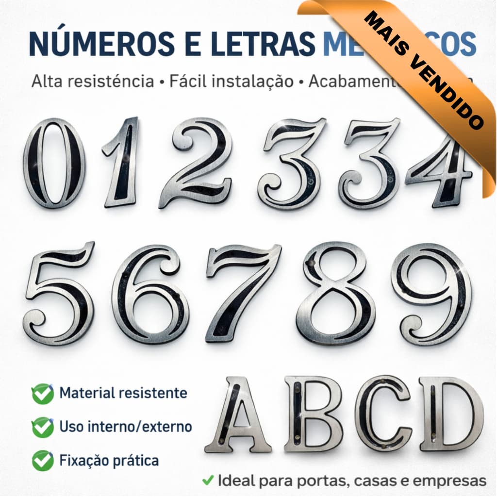 Numero Residencial Alumínio 11,5cm x 7cm