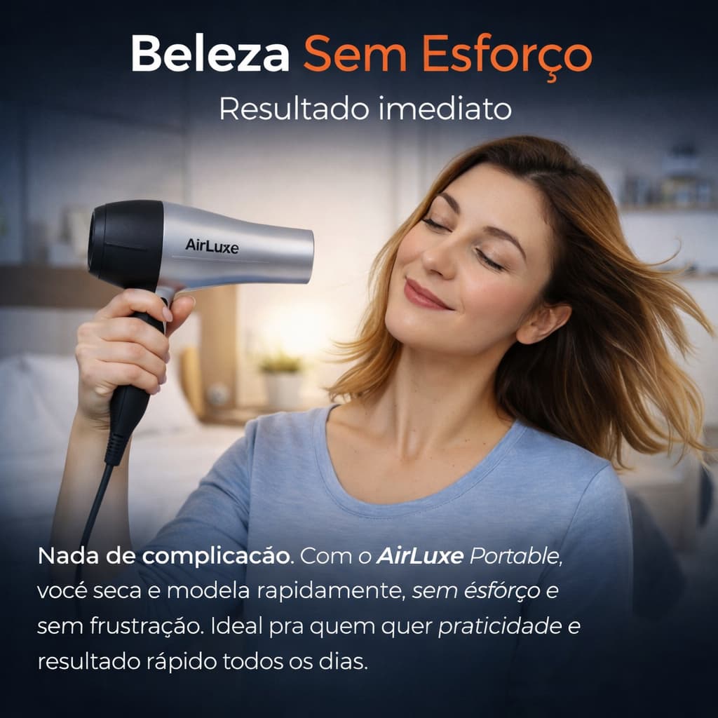 Secador Portatil Compacto Alta Potencia 1200W Bivolt Design Moderno Cinza