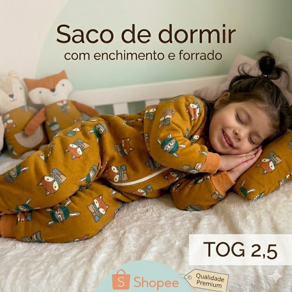 Saco de Dormir Toddler Premium Meia Estação Pijama Bebê e Infantil Edredom com Enchimento Forrado Algodão