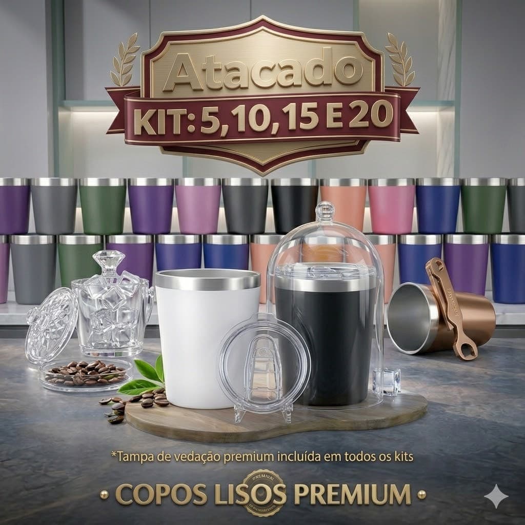 Kit Copos Térmicos 260ml Inox Liso Atacado - Escolha A Cor
