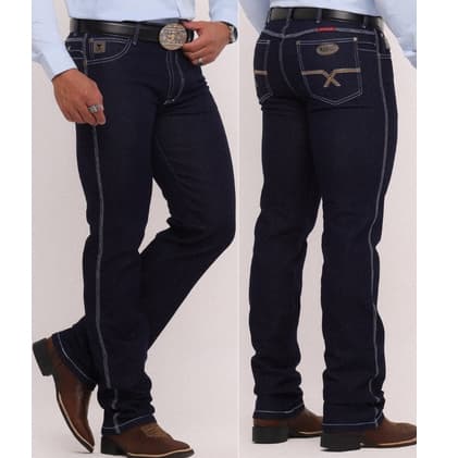 Calça Country Masculina Bordada Jeans Grosso PREMIUM - Festa, Rodeio, Cowboy - Fabricação Própria