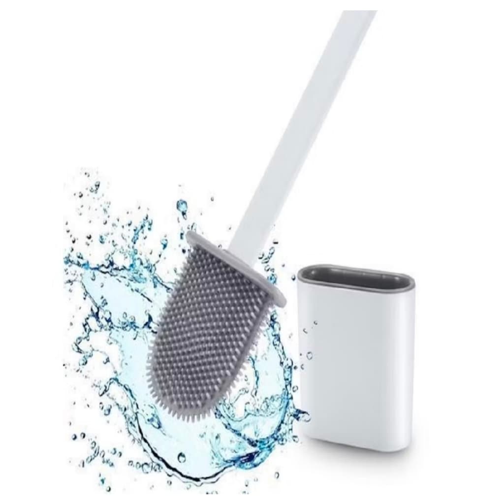 Escova Sanitária Silicone Flexível/ Suporte Limpeza Banheiro Higiênica Antiodor Moderna Master Clean