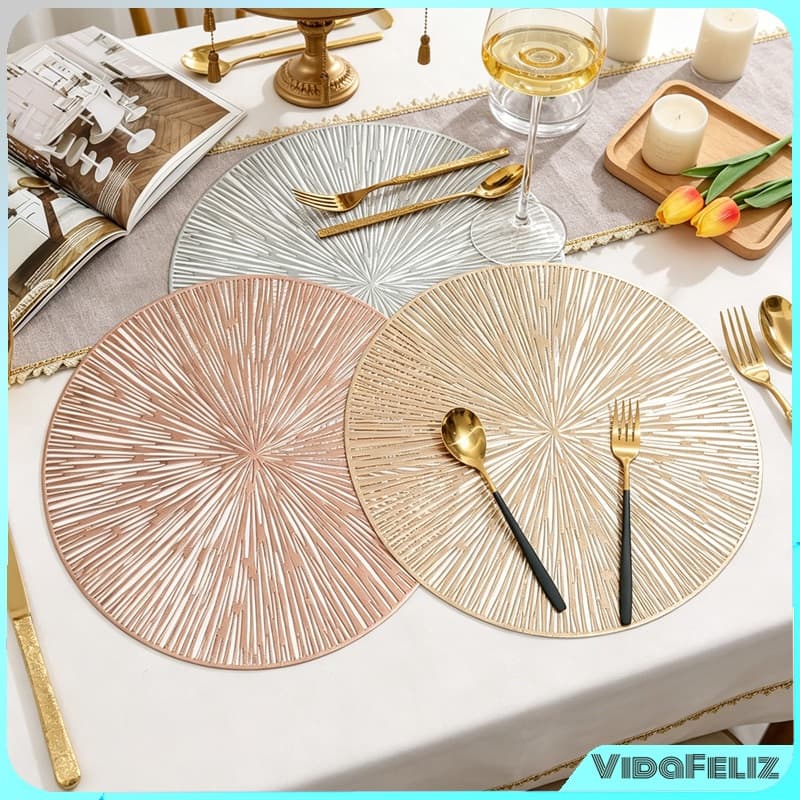 Jogo Americano para Mesa Jantar – Kit 3 /6/9 Peças, 38cm Peça de Jogo Americano/Manta para Prato, Resistente a Manchas