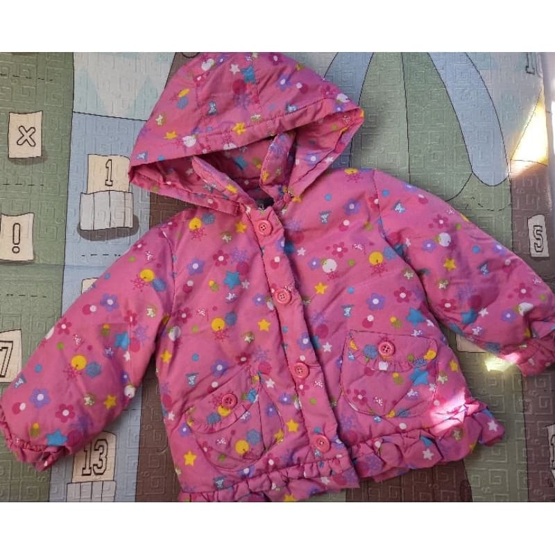 [ Desapego seminovo] Blusa de frio forrada rosa florzinhas Tam 1 menina Cocorita