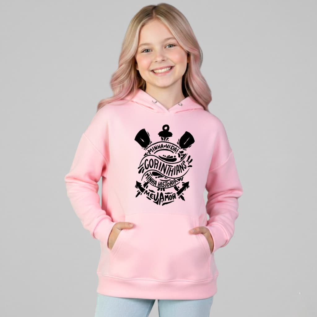 Blusa Moletom Infantil Corinthians Minha Historia Meu Amor Zuma3
