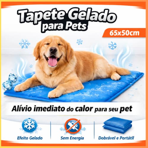 Tapete Gelado para Pets 65x50cm – Refrescante Térmico para Cães e Gatos | Anti Calor Dobrável Lavável