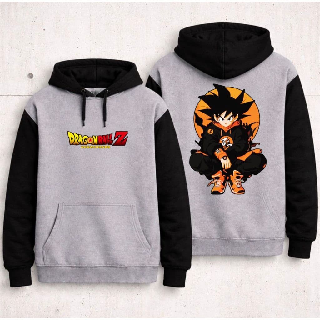Blusa Moletom Dragon Ball Z Goku Anime Desenho Estampa Frente e costas infantil e Adulto Com Capuz Flanelado Unissex