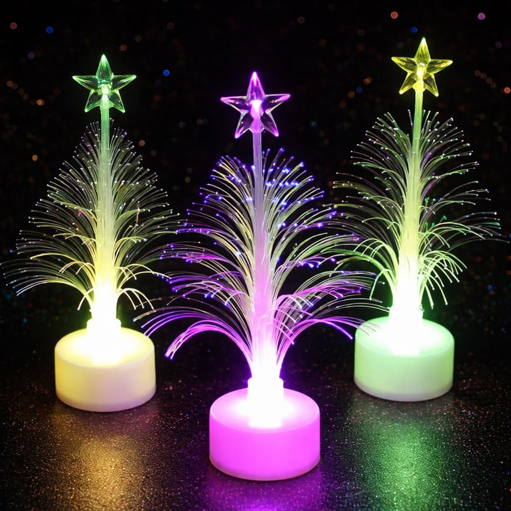 Kit Árvore de Natal Luminosa Ornamentos Luminosos Led Piscando Árvore Fibra Óptica Cores Diferentes