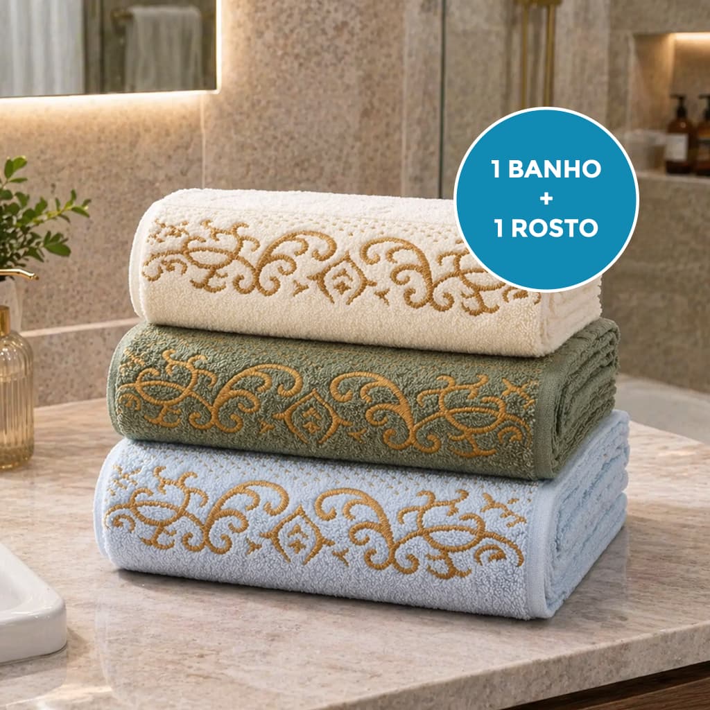 Kit Toalhas Exuberance 1 Banho + 1 Rosto 100% Algodão Toque Macio Alta Absorção
