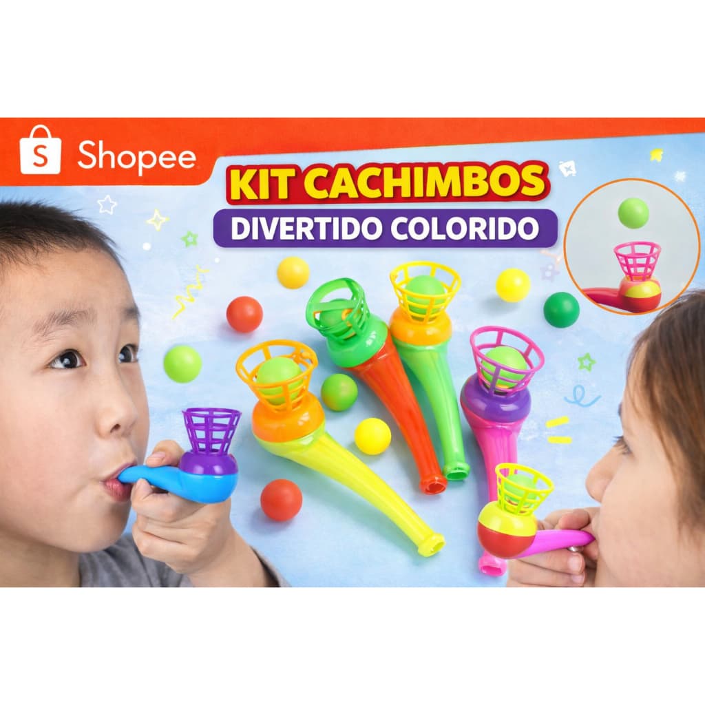Cachimbo Divertido Infantil com Bolinha Kit 6/12/18/24/30/36 Brinquedo Educativo Festa Lembrancinha