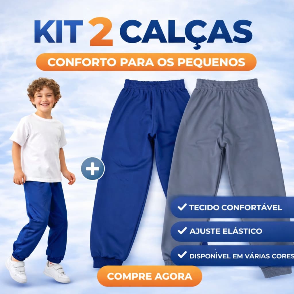 Kit 2 Calças Jogger Menino Quente Peluciada Inverno