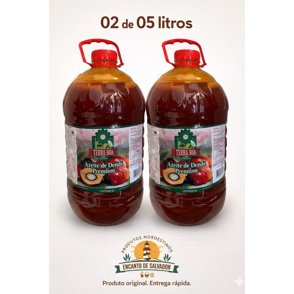 Kit 2 Azeite de dendê Terra Boa de 5 litros Premium puro e encorpado de Valença - o melhor da Bahia