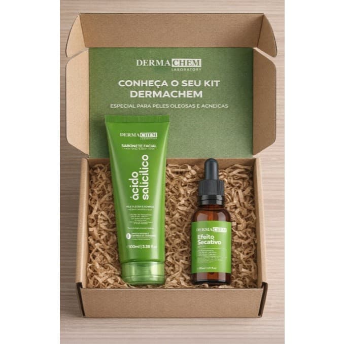 Kit Cuidado Facial Controle de Oleosidade com  Sabonete Acido Salicilico e Serum Secativo Dermachem
