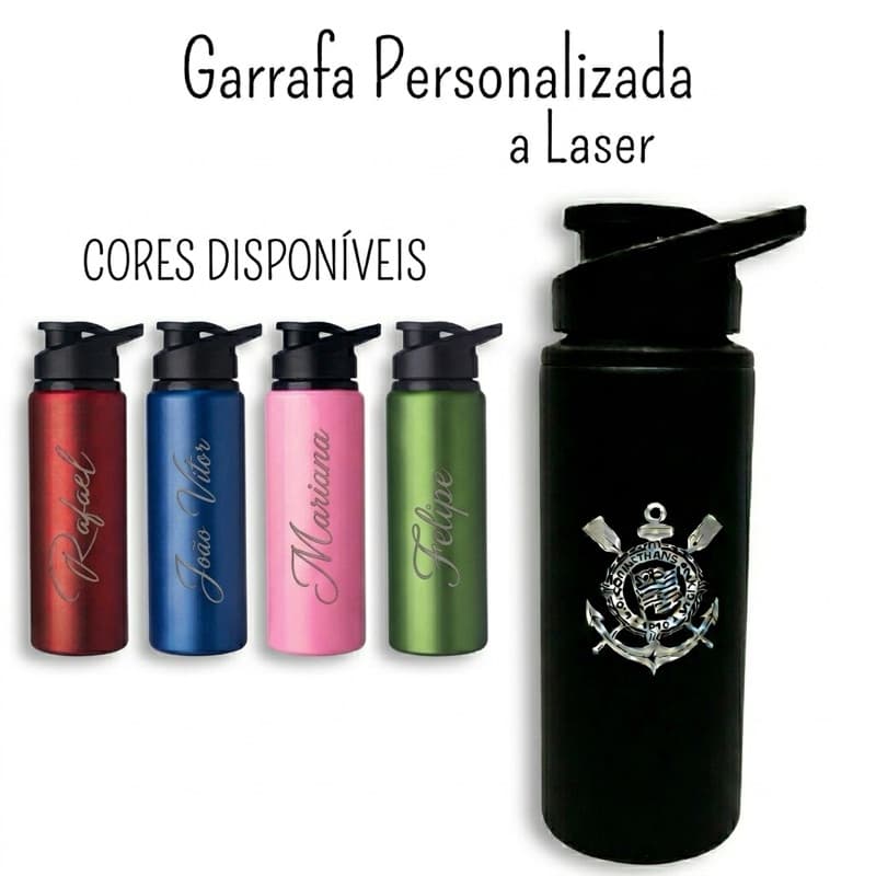 Garrafa Squeeze 600ml Alumínio Preto - Prática, Moderna e Ideal para Academias