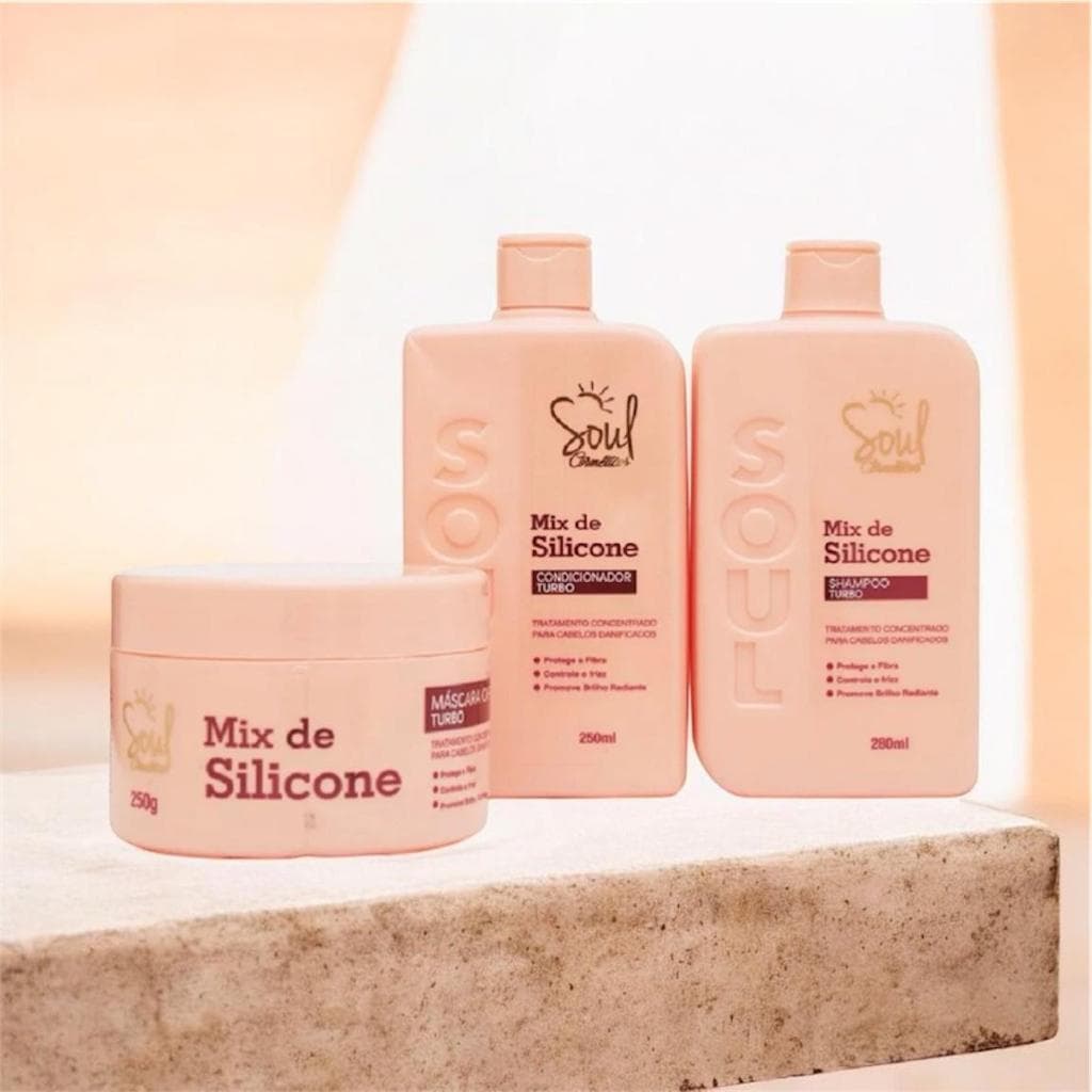 KIT CAPILAR MIX DE SILICONE  - 3 ITENS, SHAMPOO TURDO, CONDICIONADOR TURBO, E MÁSCARA  CAPILAR.