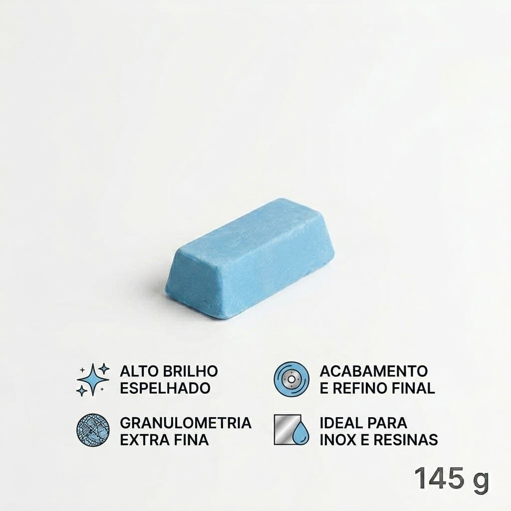 Pasta De Polir Azul 145g Extra Fina – Brilho Espelhado Polimento Para Inox, Rodas E Joias