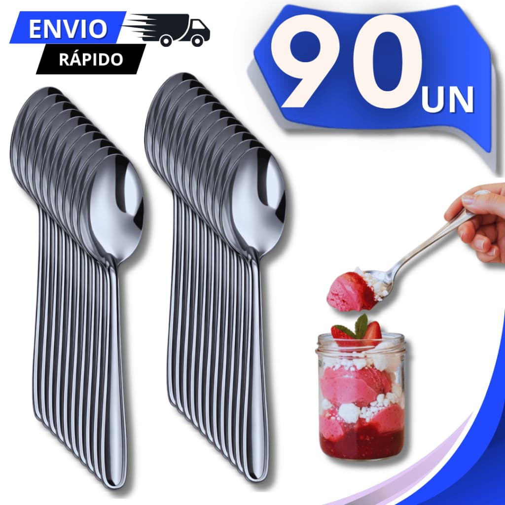 Utensílios Colher de Sobremesa Aço Inox Doces 16,4Cm Cozinha Restaurante Buffet Talheres Utensílio