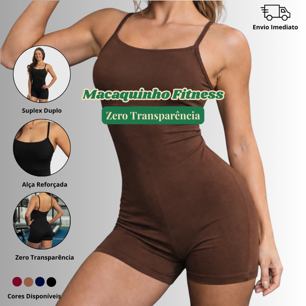 Macaquinho Fitness Academia Zero Transparência Macacão Casual Alcinha Slim Suplex Power