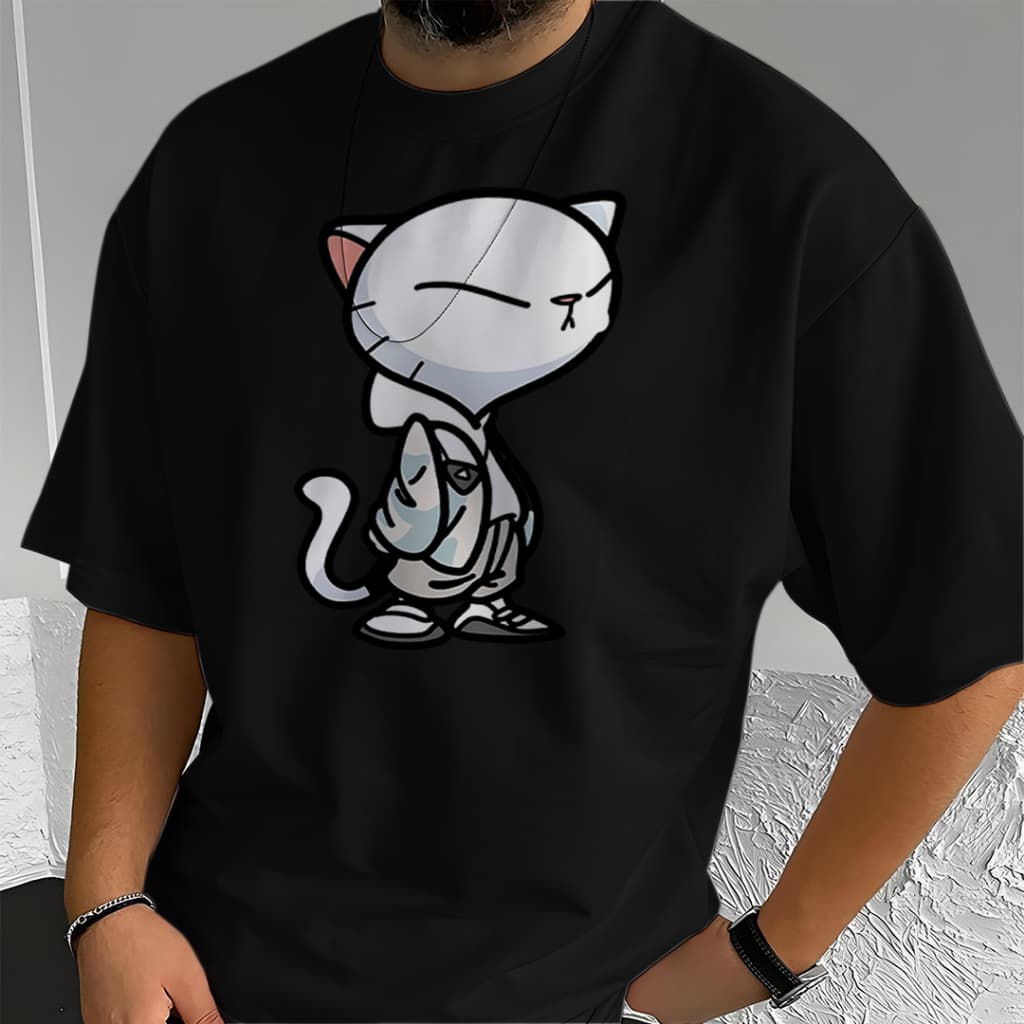 Camiseta Oversized Unissex Plus Size com Estampa Modelo: "Gatinho Estiloso" - Lançamento 2026
