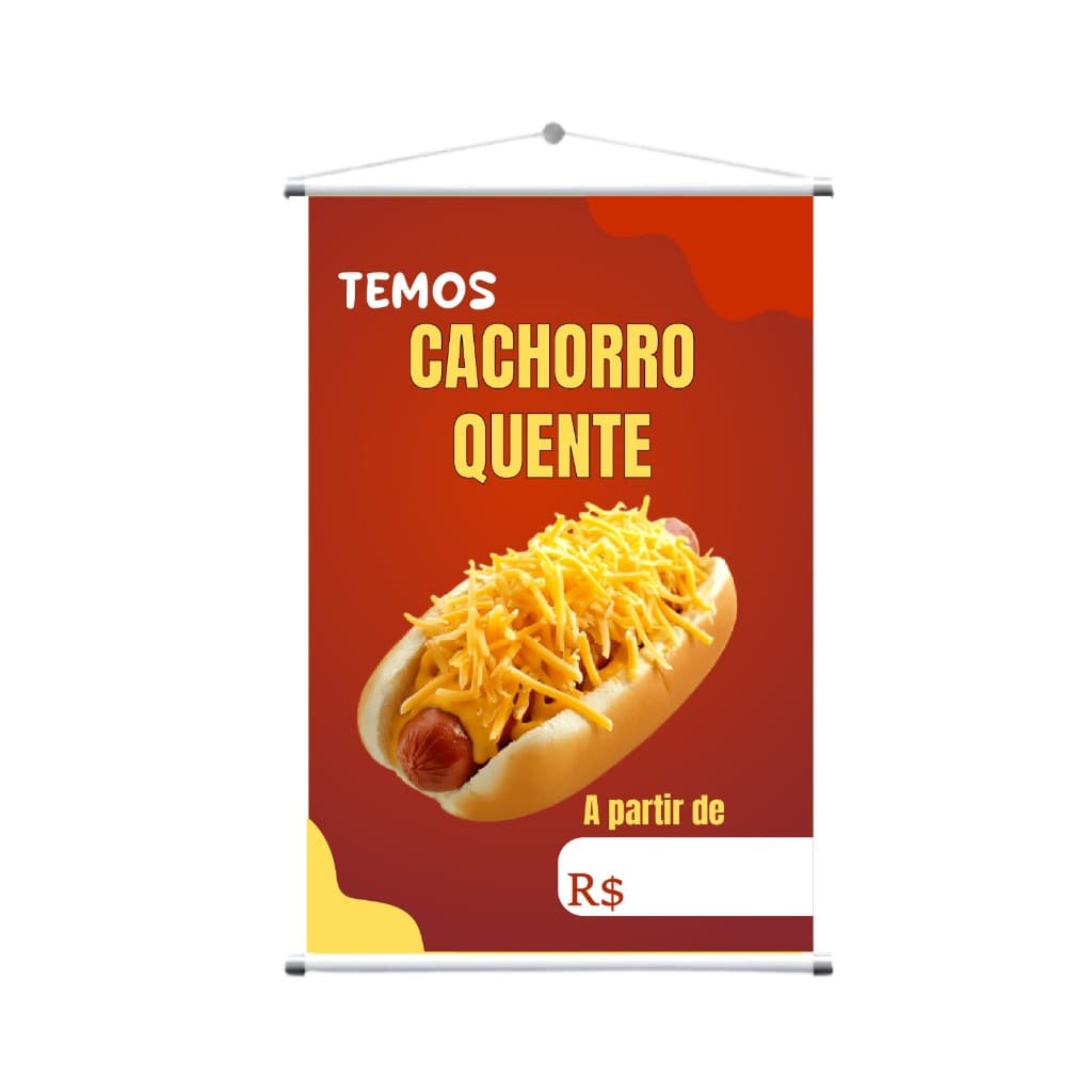 Banner - Temos Cachorro Quente - Modelo Pronto para Uso - Lona/Faixa (Arte 03)