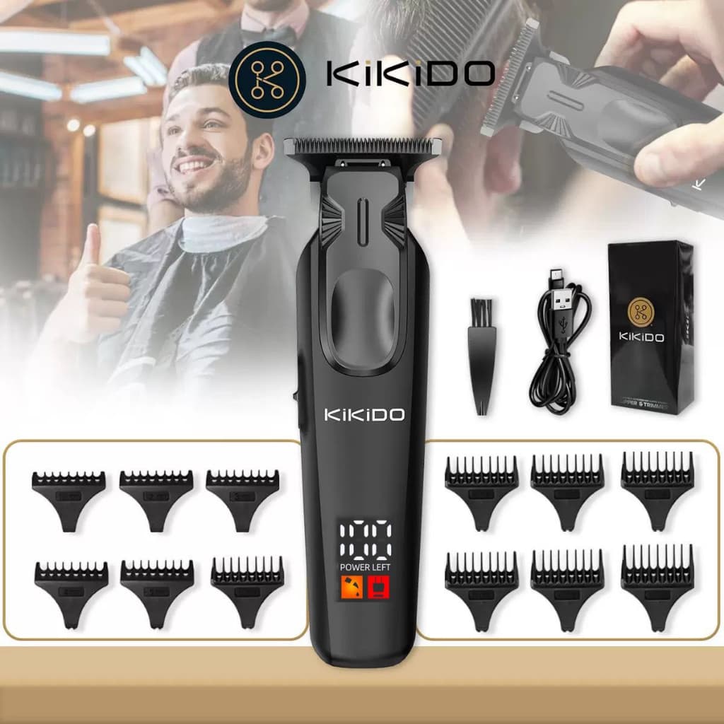 kikido-311 Máquina de Cortar Cabelo Profissional sem Fio, Cortador Elétrico Recarregável com LCD Smart, Barbeador