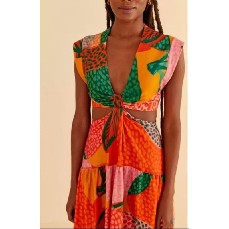 vestido farm midi estampado jaquitas varsovia-p