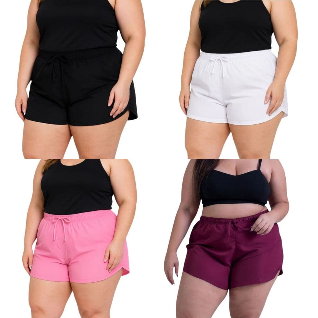 Kit 2 Shorts Feminino Tactel Moda Praia e Parque P ao G3