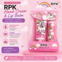 kit RPK Hand Cream & Lip Balm, que inclui um creme para as mãos de 20ml e um hidratante labial com estampas de unicórnio