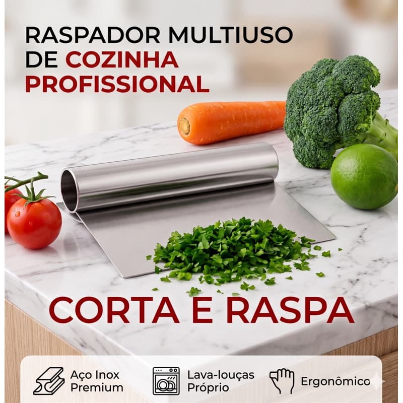 Espátula Em Inox Prática| Raspadora e Cortador para Massas, Bolo, Legumes e Cozinha Multiuso Cabo Tubular 15cm