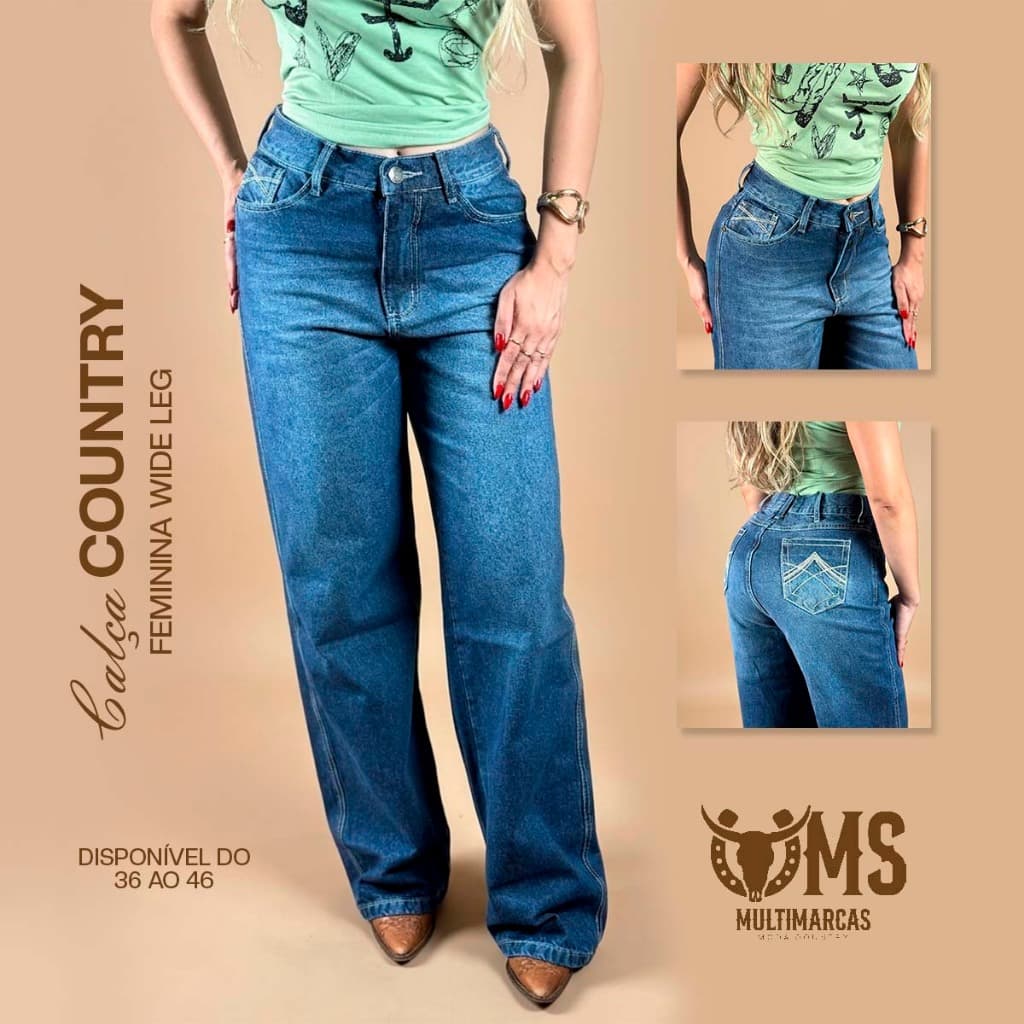 Calça Jeans Feminina Country Premium Uso Com Bota Cintura Alta 36 ao 46
