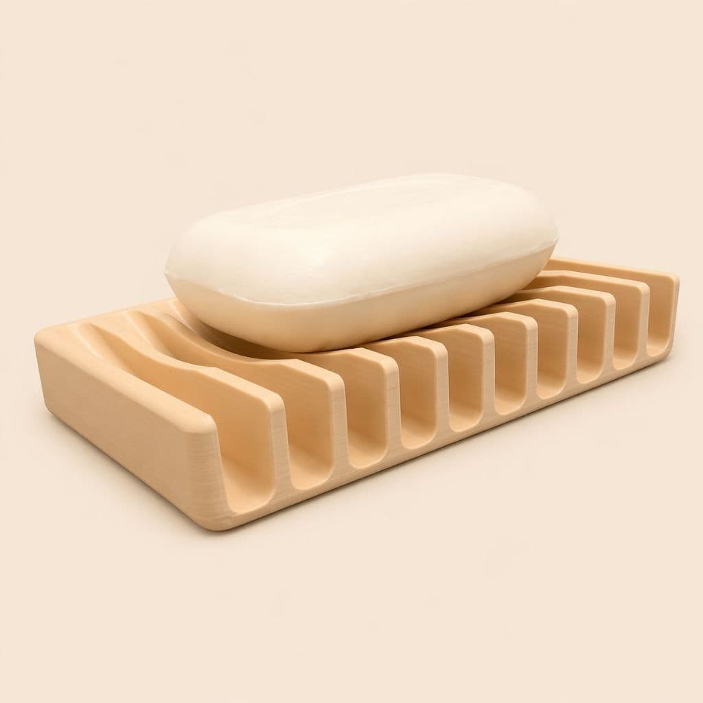 Porta Sabonete Com Drenagem Plástico Resistente Cor Bege Antiderrapante
