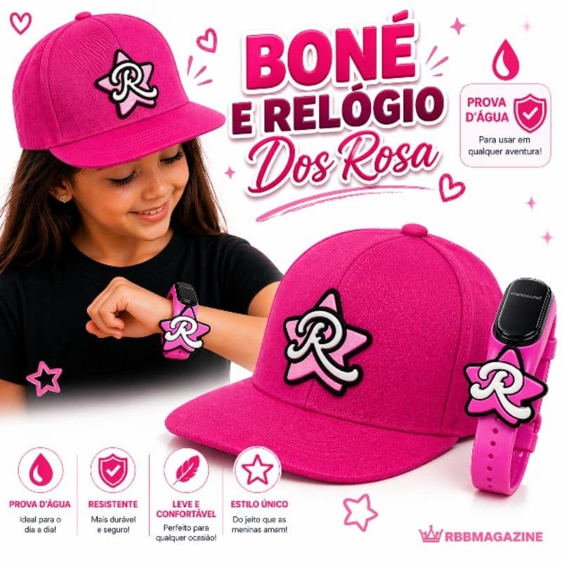 Os Rosa Boné Infantil e Relógio Digital a prova d'água Emily Vick, Katlen, Void e Leozin