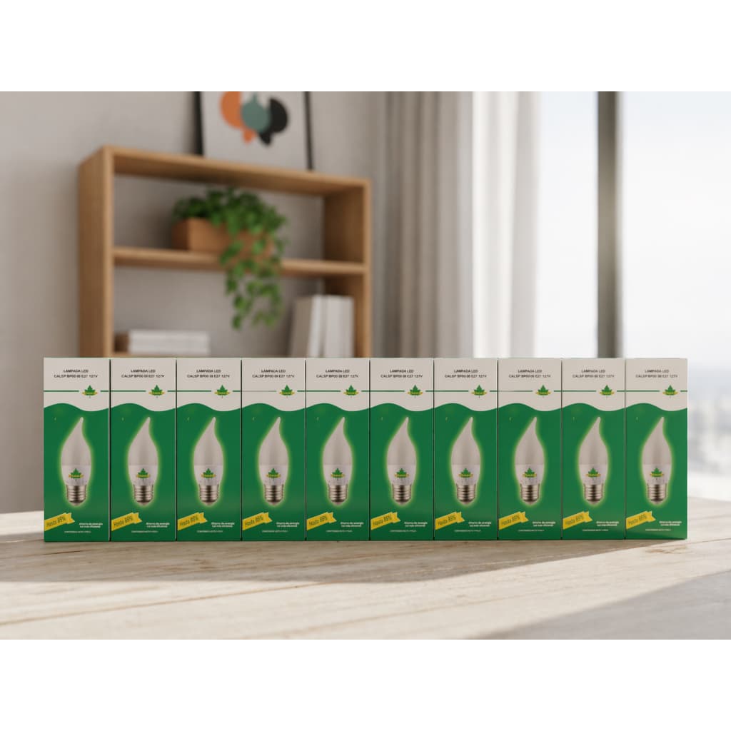 Kit com 10 Lâmpadas Vela Decorativa CAL37 2W 5000K E27 127V