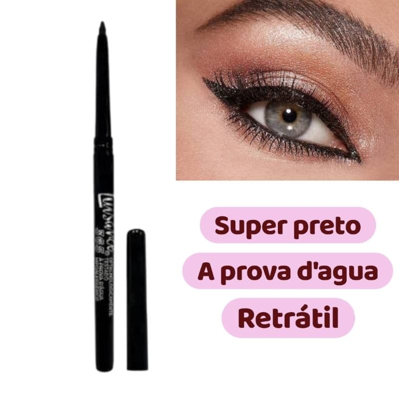 Lápis Retrátil Olhos A Prova D'água Super Preto Kajal Deliniador Lapiseira Não Borra Longa Duração Maquiagem Feminina