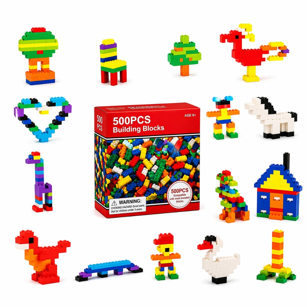 Kit 500/260 Peças Blocos Montar Educativo Brinquedo Interativo de Construir Encaixar Colorido Infantil