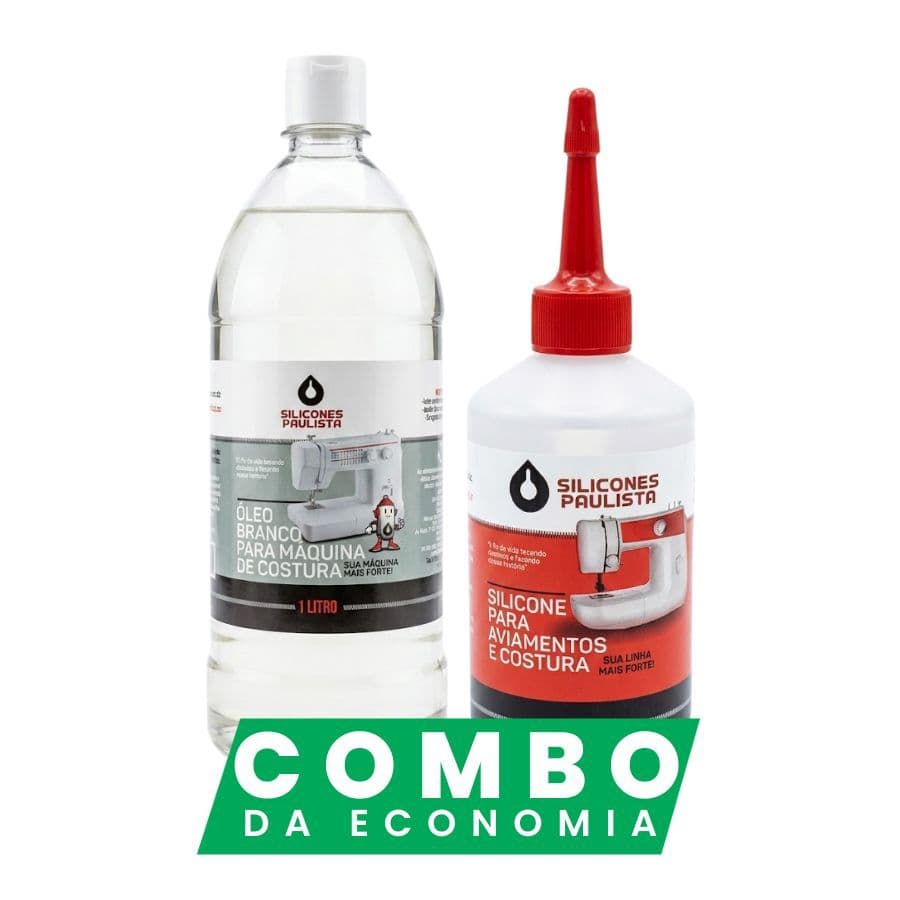 Kit Essencial para Costura: Óleo Branco para Máquina 1L+ Silicone Líquido para Aviamentos 100ml Silicones Paulista