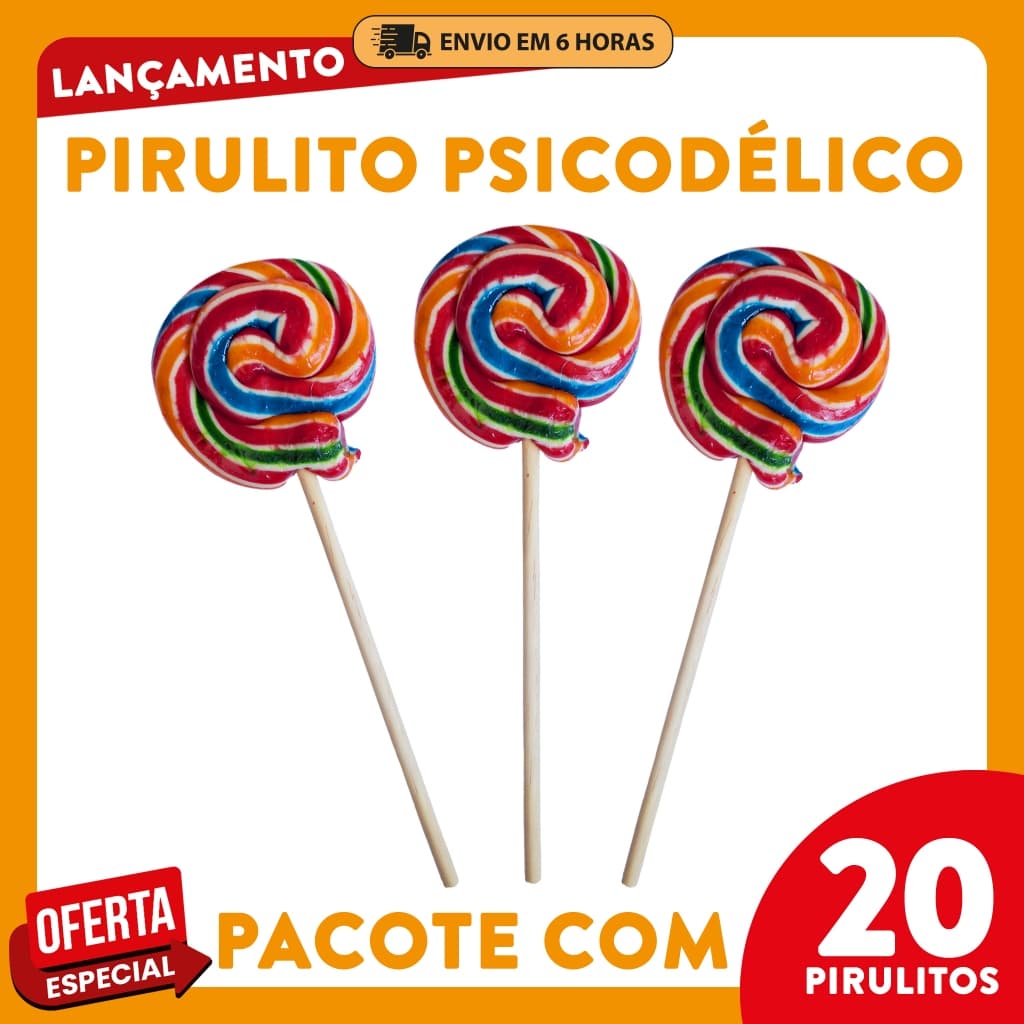 Pirulito Psicodélico Fumy 20un Colorido - Festa Junina Lembrancinha Infantil Revenda Aniversário