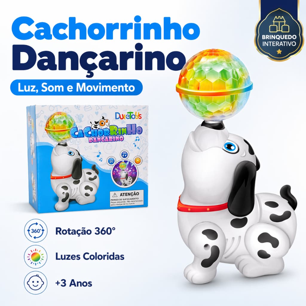 Cachorro Dançarino Interativo Luz Som Movimento 360 Brinquedo Educativo Infantil